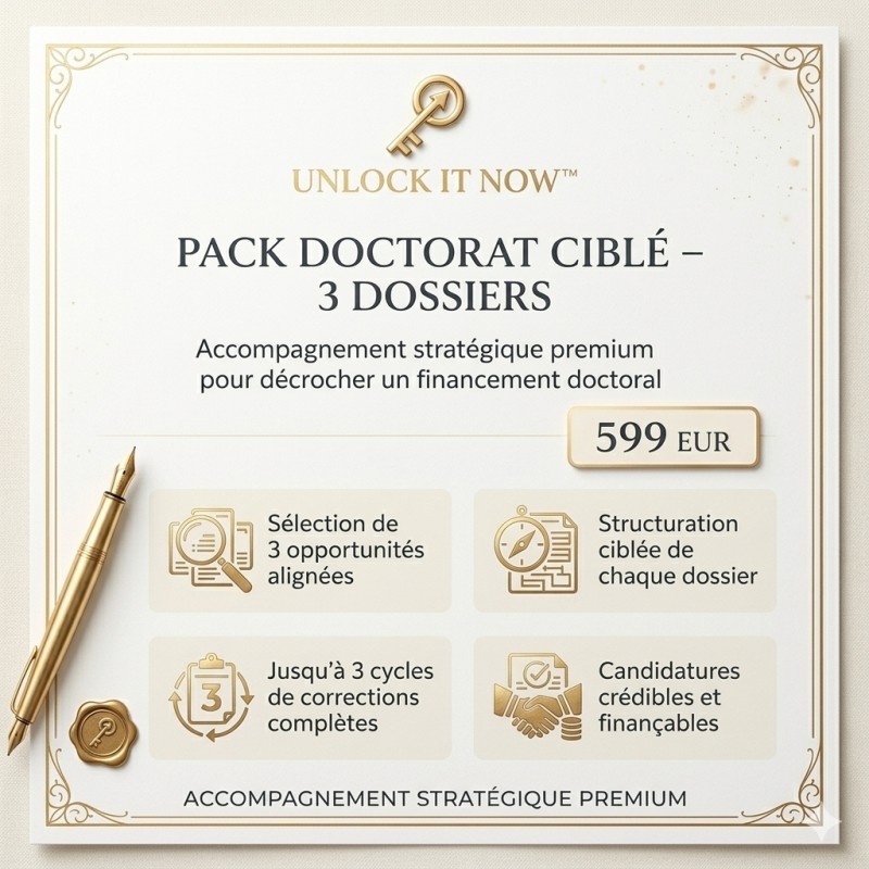 Pack Doctorat Ciblé™ | 3 Dossiers Stratégiques à Fort Potentiel