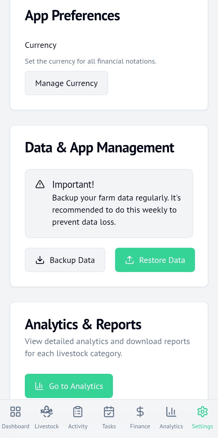 Livestock Manager App