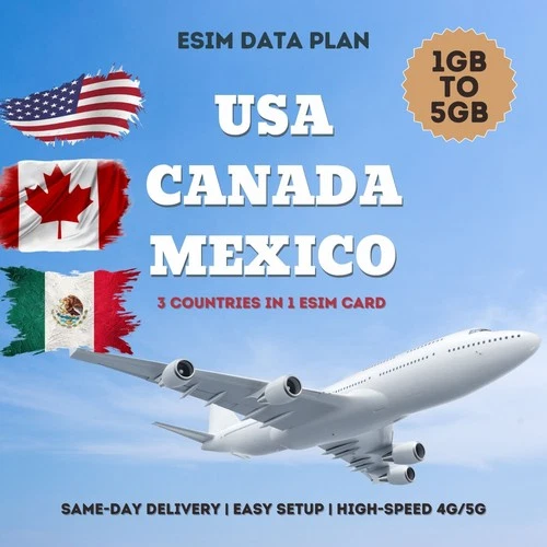USA/Canada/Mexico eSIM  Unlimited Data,Talk,Text  in Canada/Mexico