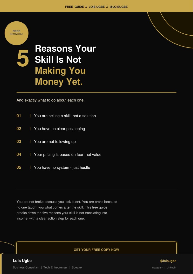 FREE GUIDE- Why you are still broke with your skill