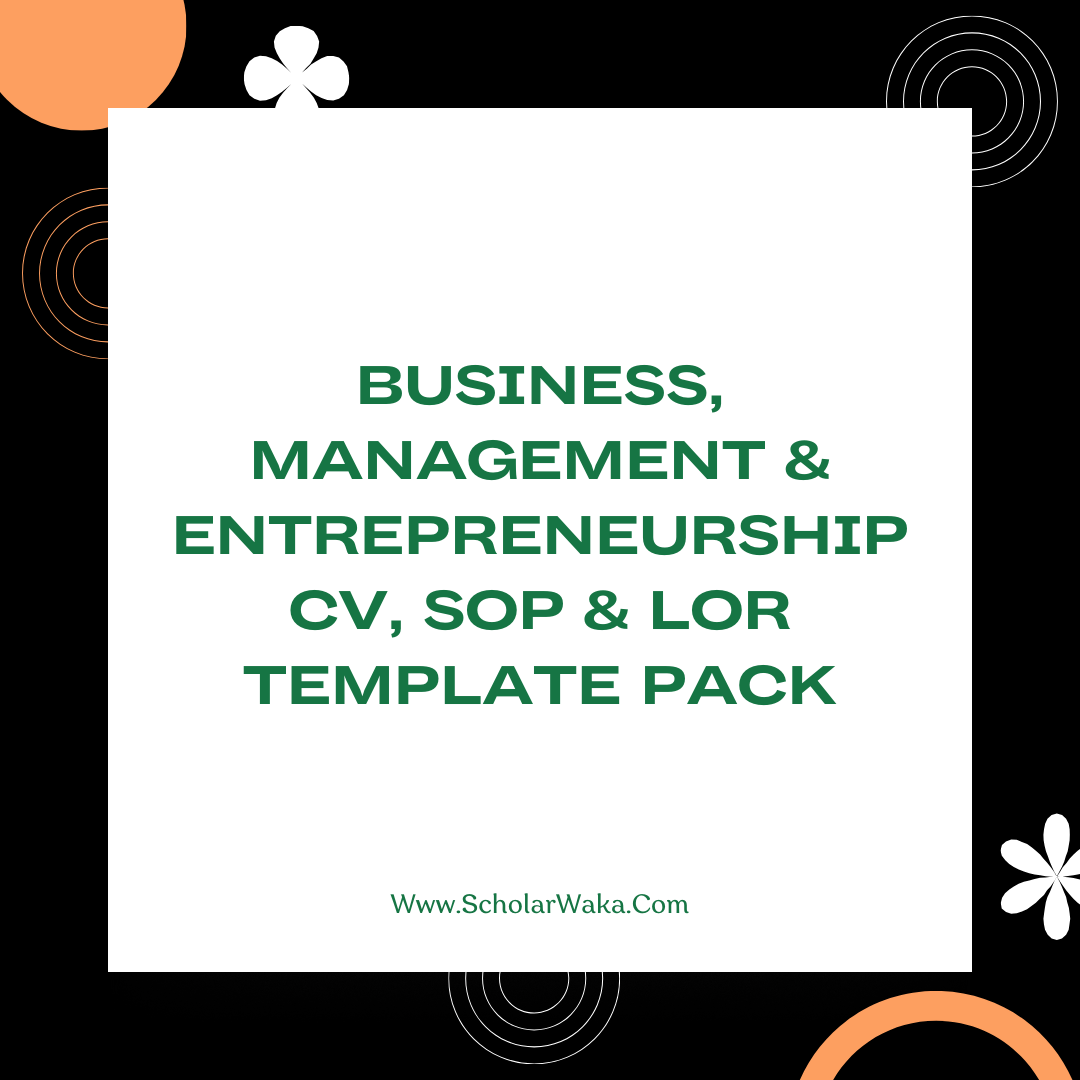 Business, Management & Entrepreneurship CV, SOP & LoR Template Pack