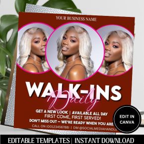 Walk-In Daily Flyer Template – Editable Beauty & Hair Business Flyer