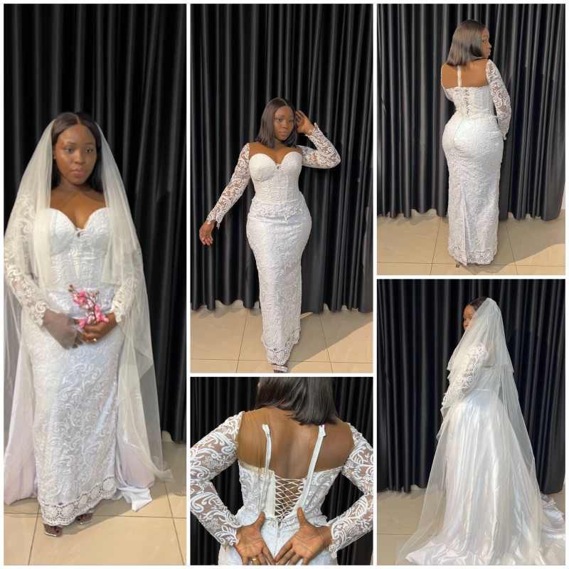 5k - Corset Wedding/bridal Dress (With Detachable Train and Veil)