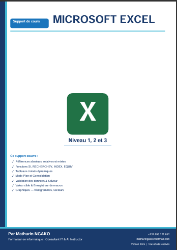 Support de cours Excel - Du débutant au niveau avancé