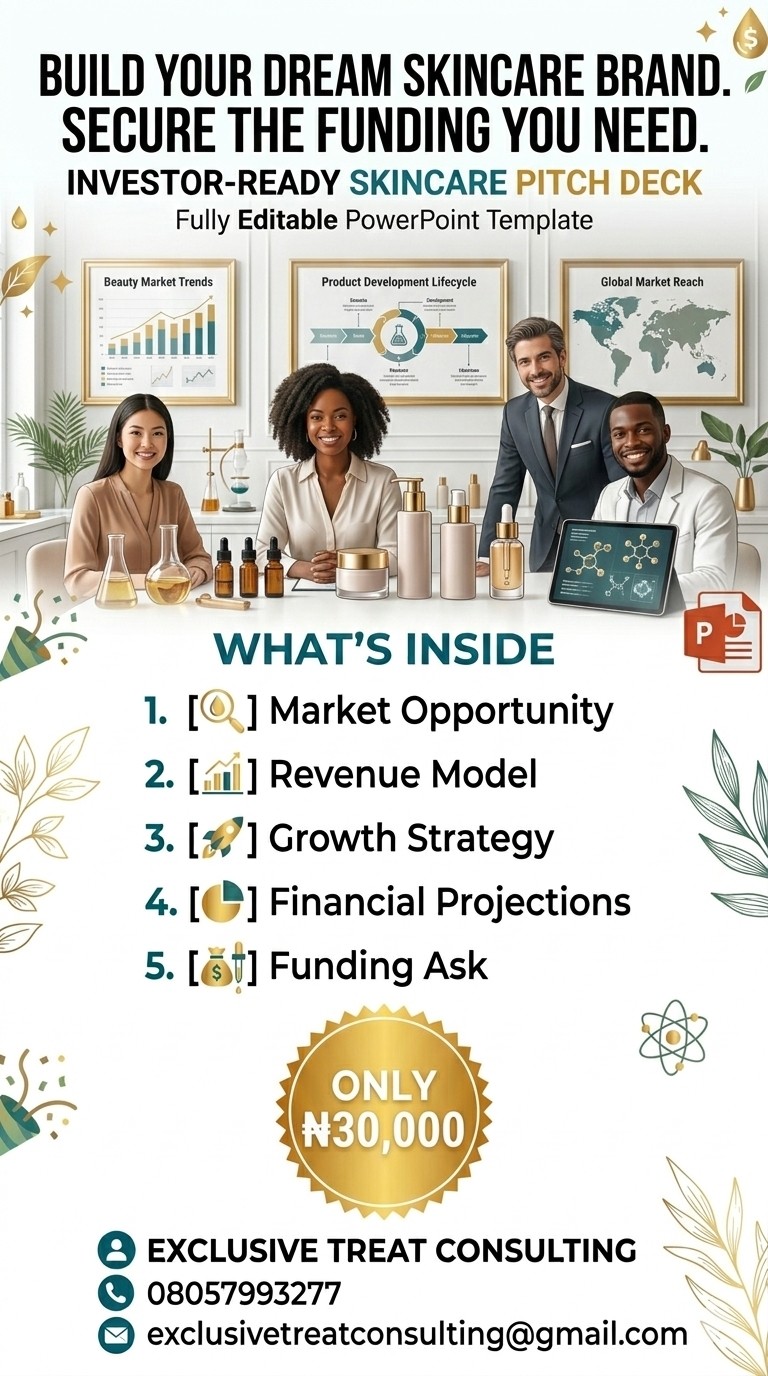 Beauty & Skincare Business Pitch Deck – Investor-Ready PowerPoint Template
