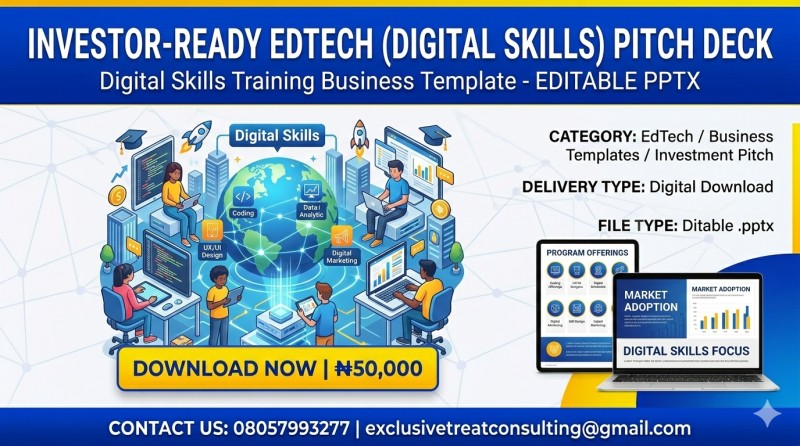 EdTech (Digital Skills Training) Pitch Deck – Investor-Ready Template
