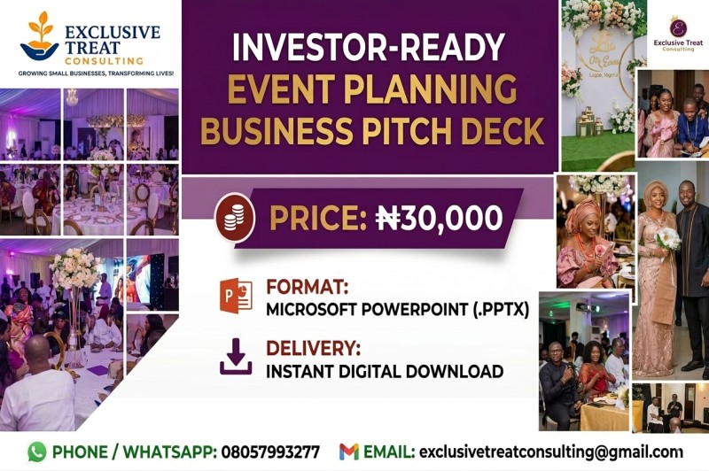 Event Planning & Event Management Pitch Deck – Investor-Ready Template