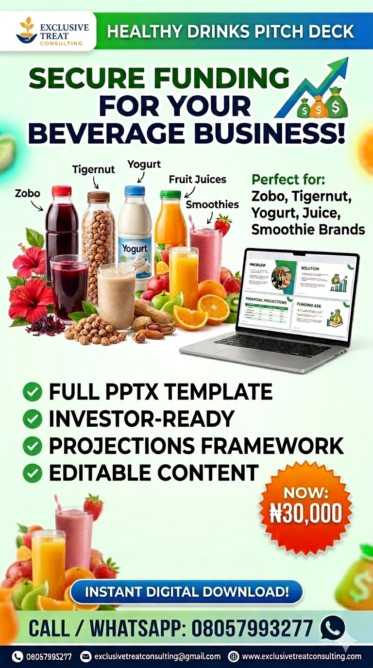 Healthy Drinks Business Pitch Deck – Investor-Ready Template