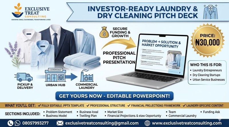 Laundry & Dry Cleaning Business Pitch Deck – Investor-Ready Template