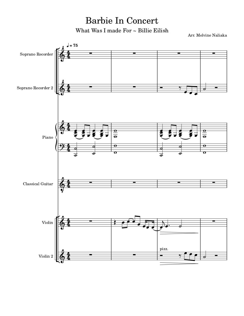 What Was I Made For?" – Barbie Movie Arrangement: Perfect for "Barbie in Concert" School Performances