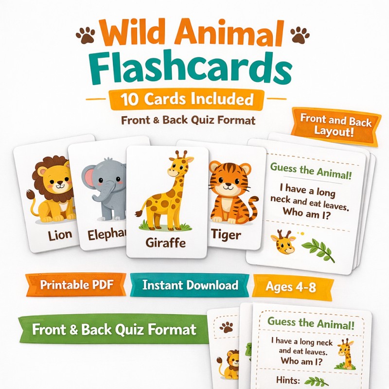 Wild Wonders: Interactive Animal Flashcards for Kids