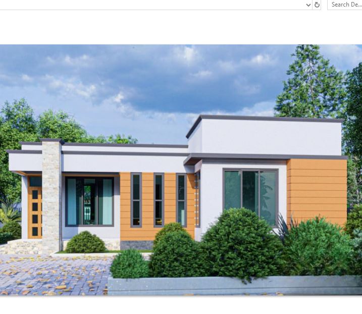 Modern Two-Bedroom House Plan – Hidden Roof Design