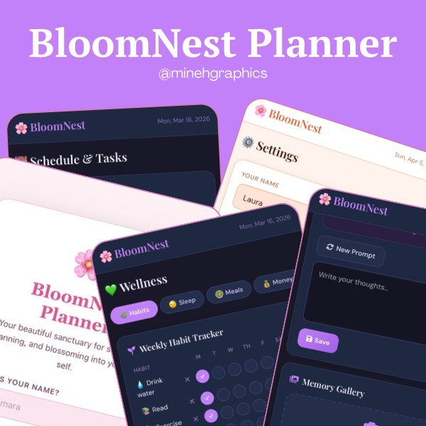 BloomNest - Soft Life Digital Planner App for Women