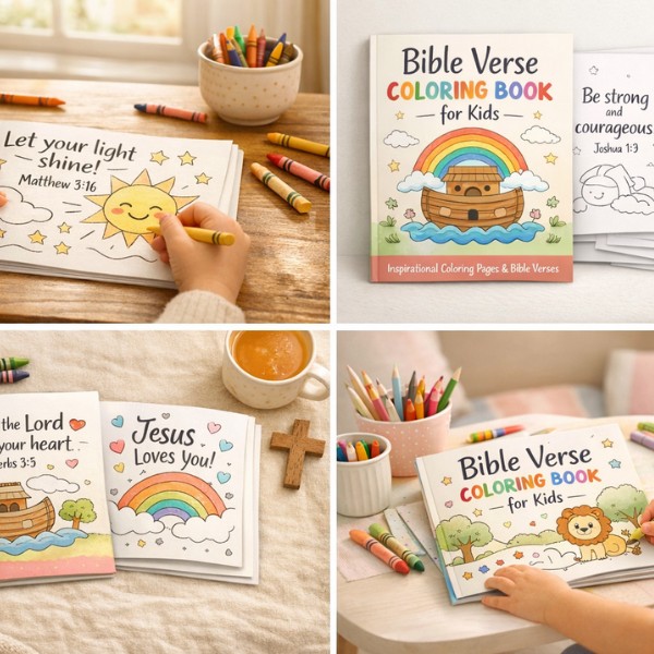 Kids Bible Verse Colouring Book | Christian Coloring Pages for Children | Printable Faith-Based Activity Book | Scripture Coloring Sheets
