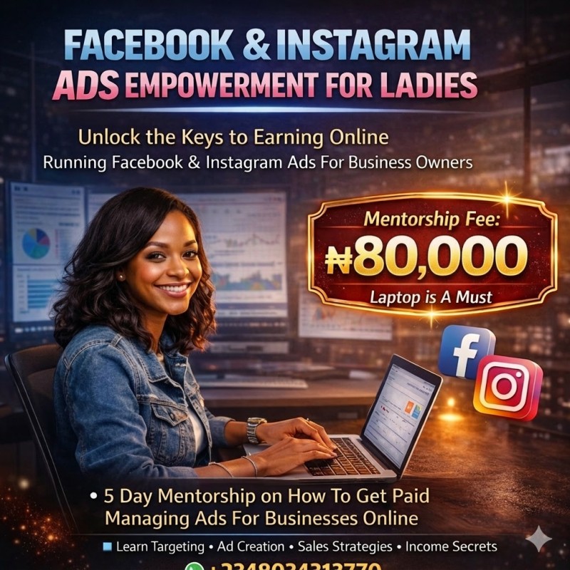 5 Days Live Mentorship  : Learn how to run Facebook & Instagram Ads for businesses — and get paid for it.