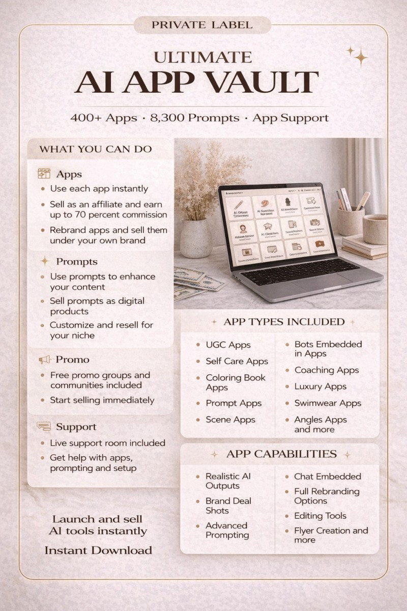 400+ Ultimate AI Apps Vault & Private Label Rights (Resell as Yours)