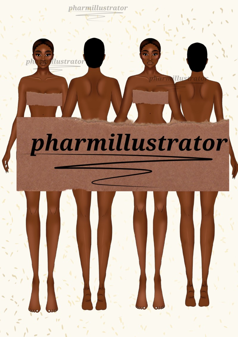 Female fashion figure template (Front & Back view)