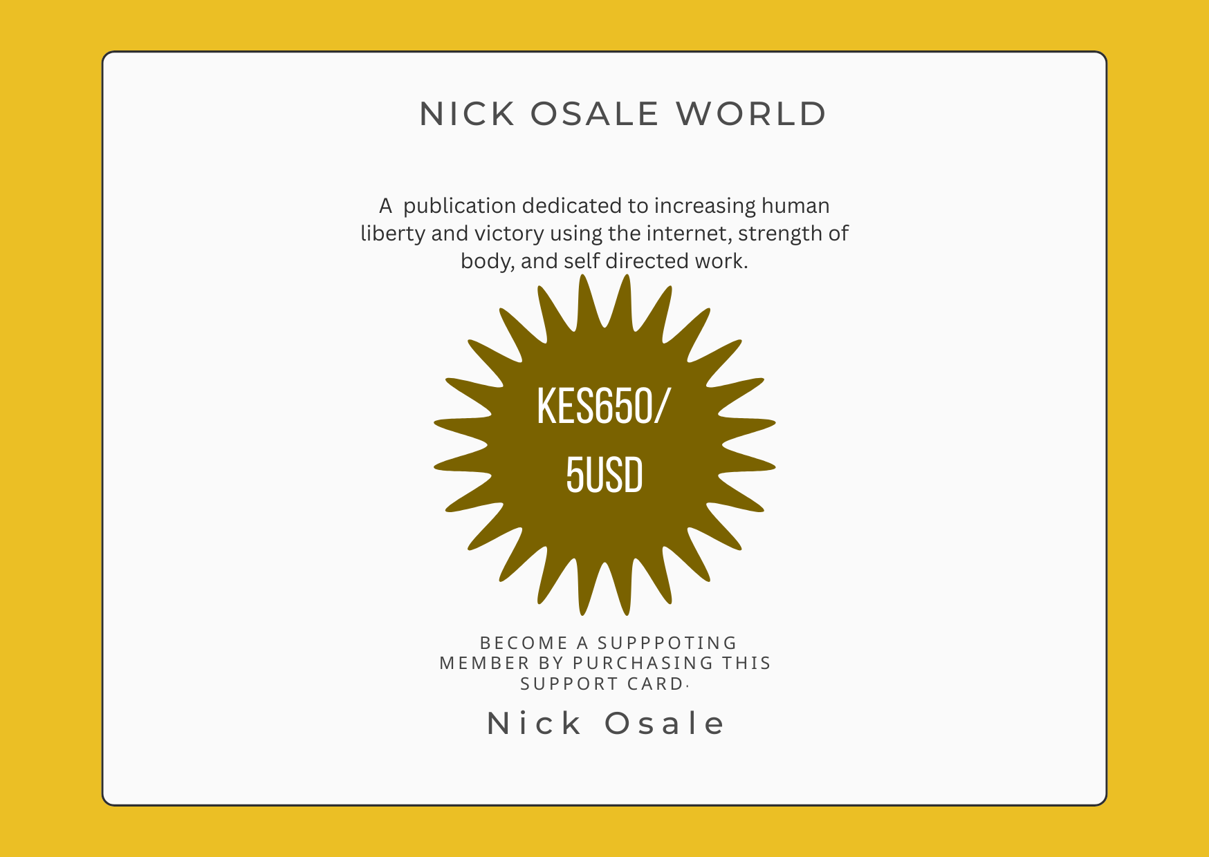 Nick Osale World support card