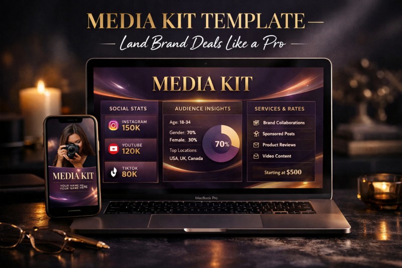 Media Kit Template PowerPoint | Influencer Media Kit | Content Creator Media Kit | Brand Partnership Template | Press Kit Template | Blogger Media Kit | Editable PPTX | Instant Download