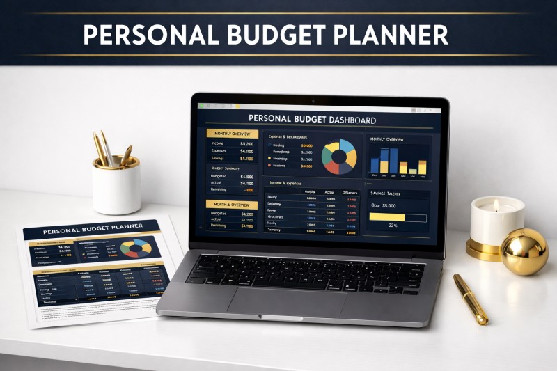 Personal Budget Planner Spreadsheet | Excel Budget Tracker | Monthly Budget Template | Income & Expense Tracker | Savings Planner | Instant Download