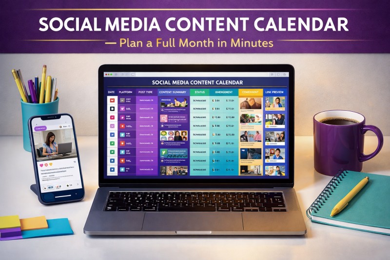 Social Media Content Calendar Template | Excel Content Planner | Instagram TikTok YouTube Scheduler | Monthly Content Calendar | Content Creator Planner | Instant Download