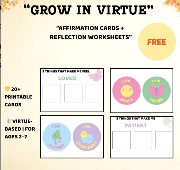Printable Virtue Affirmation Cards