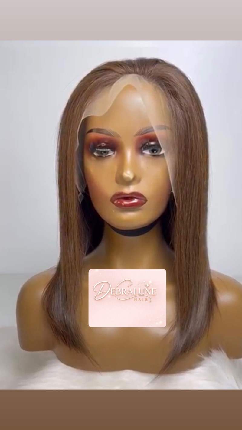 12” 13x6 Bone Straight Lace Front Wig – Piano Color