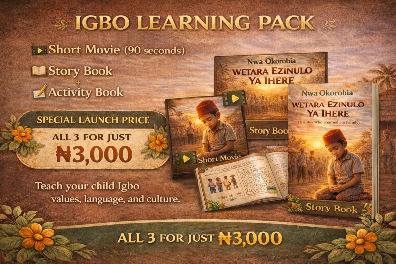 Igbo Language Learning Pack For Kids (Storybook + Activity Book + Short Movie)