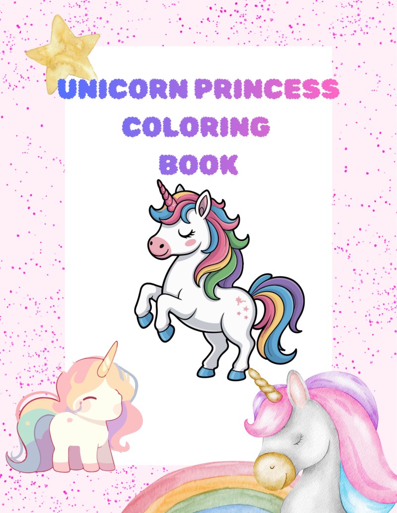 Unicorn Princess Coloring Book for Kids-For Ages 4-8