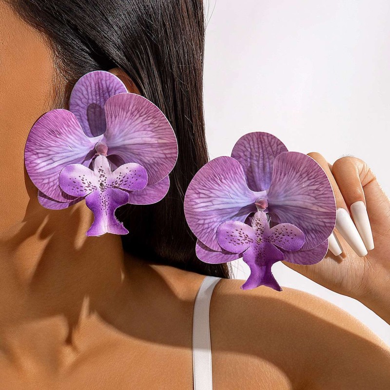 Large butterfly orchid earrings