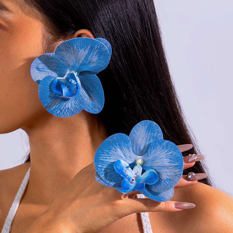 Large butterfly orchid earrings