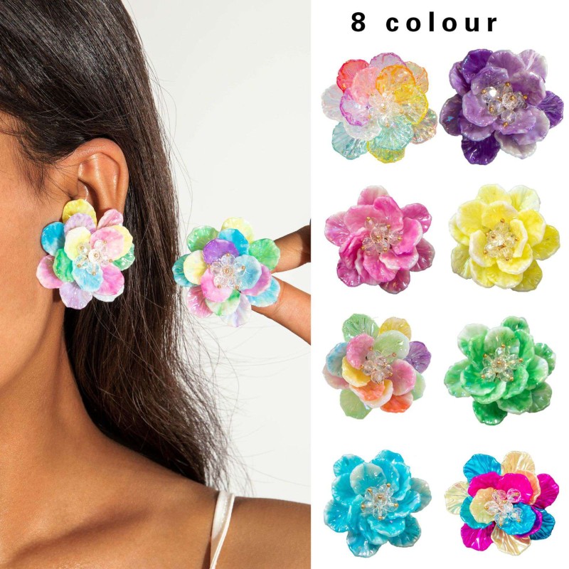 Resin petal flower earrings