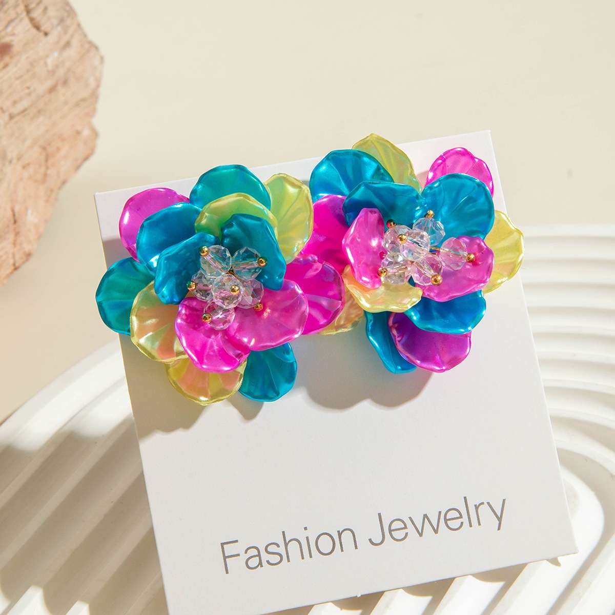Resin petal flower earrings