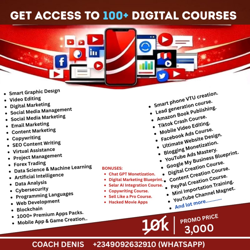 100+ DIGITAL COURSES WITH UNRESTRICTED ACCESS AND DIRECT MENTORSHIP