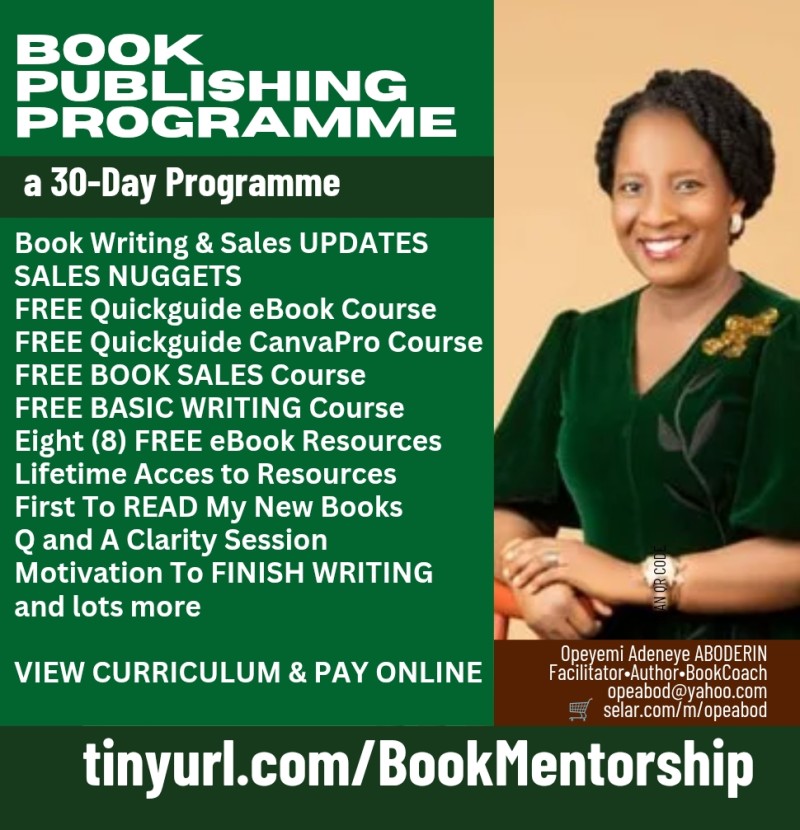 BOOK PUBLISHING Programme with Opeyemi Adeneye ABODERIN - a 30-Day Program about Books, E-Books and Book Writing