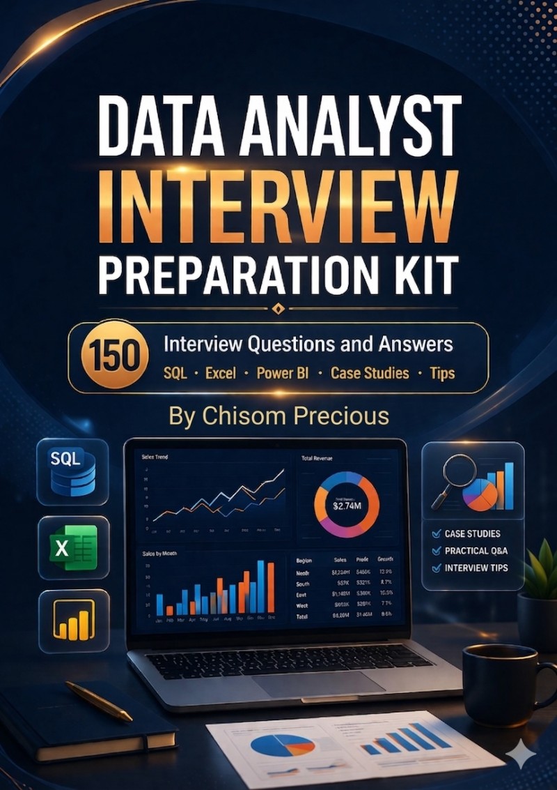 Data Analyst Interview Preparation Kit 150 Interview Questions and Answers (SQL • Excel • Power BI • Case Studies • Tips)