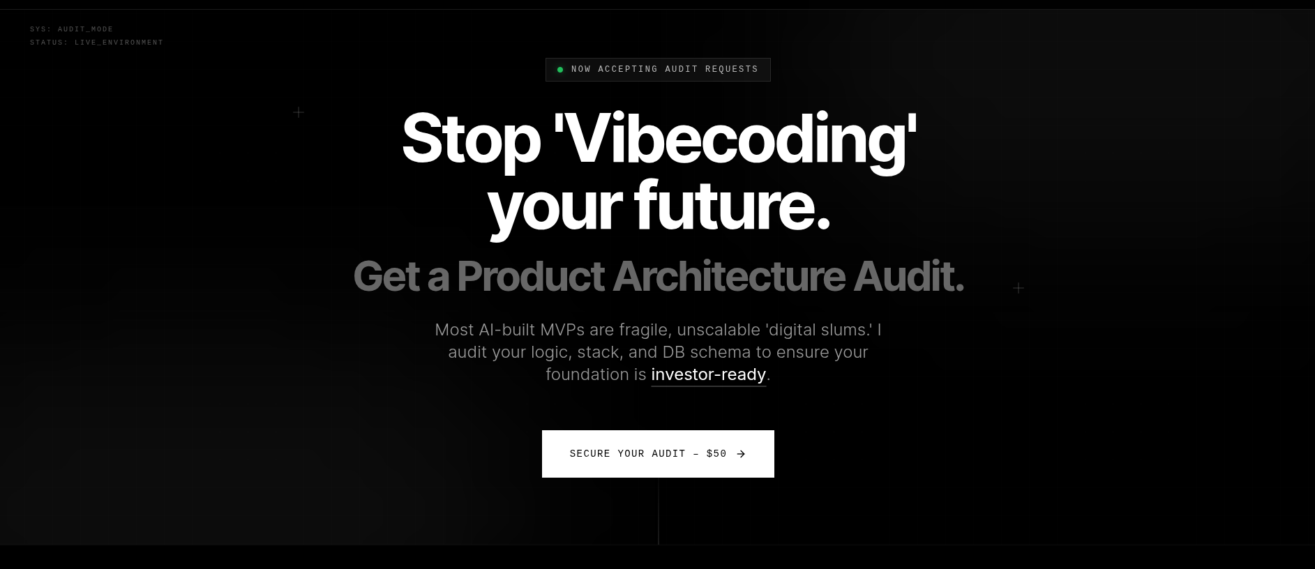 Product Architecture Audit (60-Min Deep Dive)
