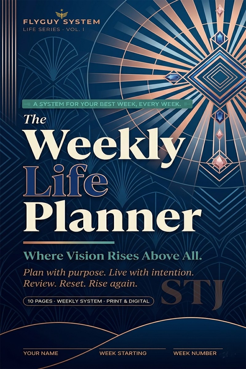 Weekly Life Planning Journal — FlyGuy System | 7-Day Planning System | Habit Tracker | Printable PDF + Digital | A4
