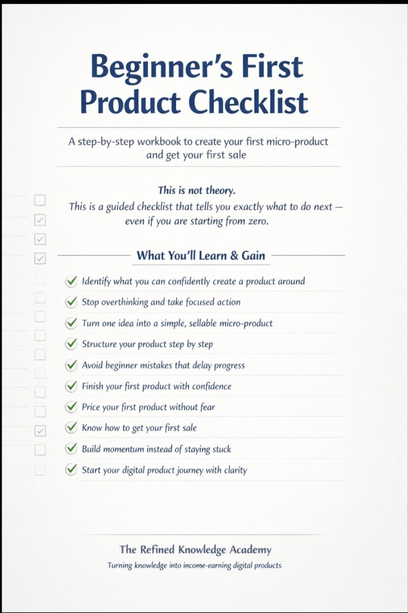 BEGINNER'S FIRST PRODUCT CHECKLIST