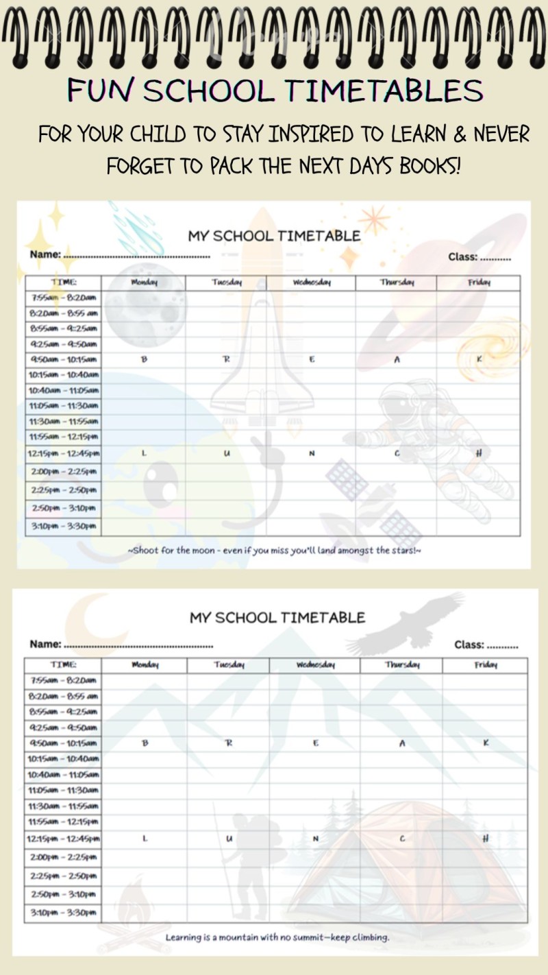 School timetable template