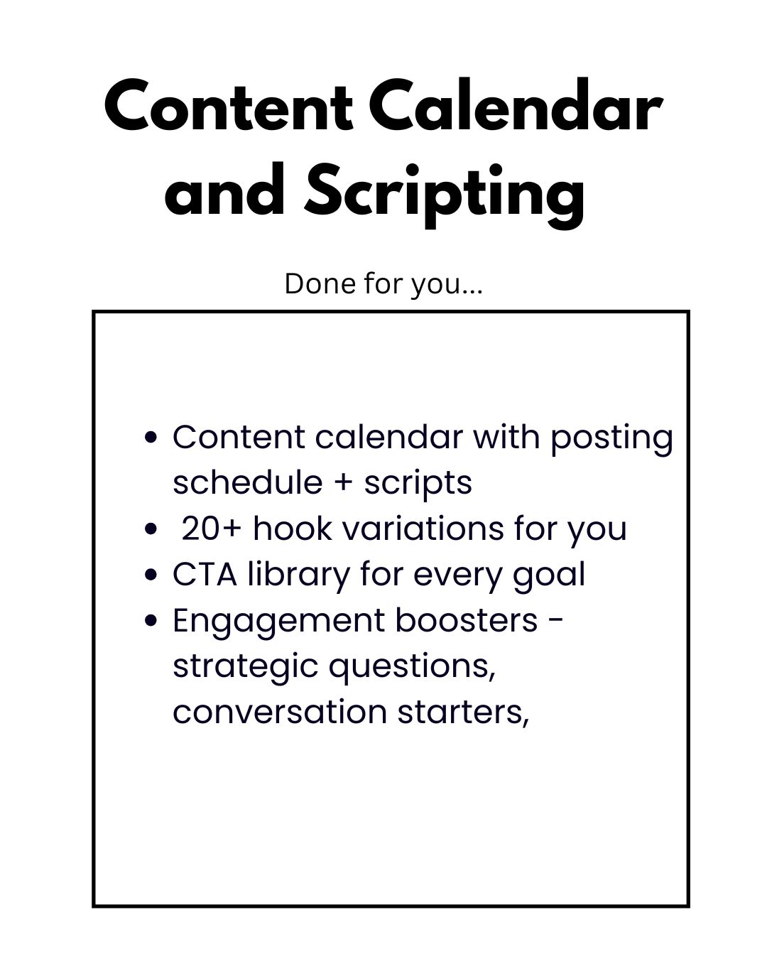Content Calendar and Scripting (Monthly)