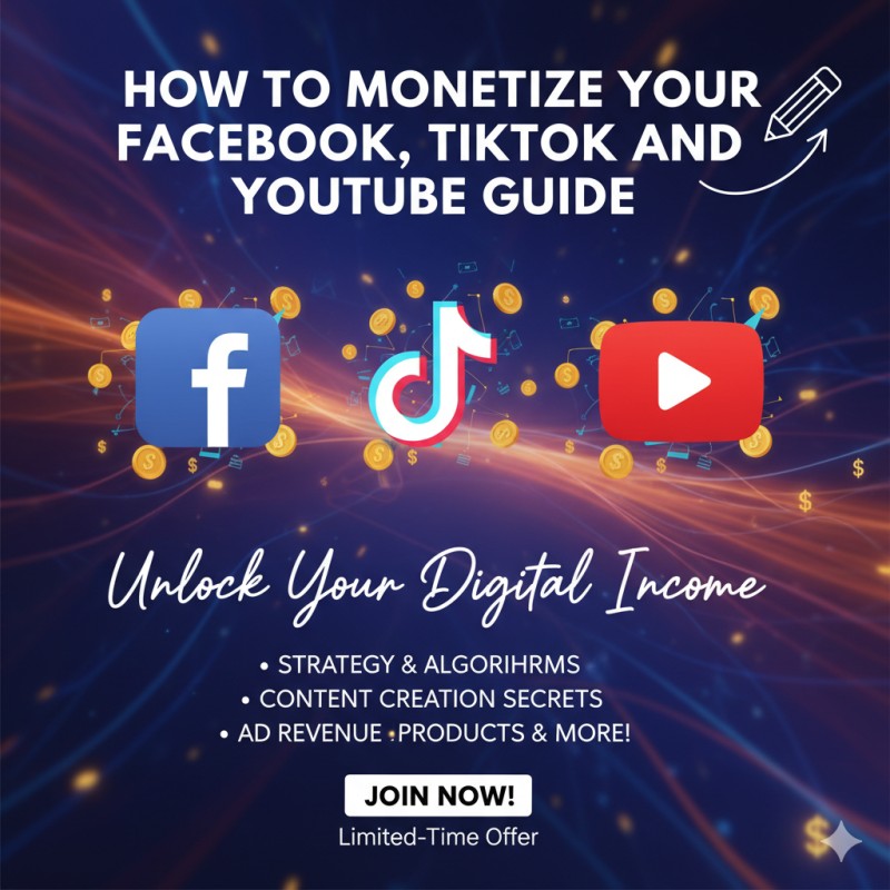HOW TO MONETIZE YOUR FACEBOOK TIKTOK AND YOUTUBE GUIDE ✍️