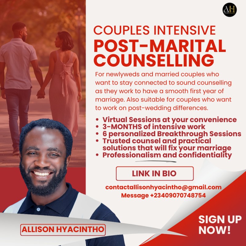 POST-MARITAL COUNSELLING: COUPLE INTENSIVE