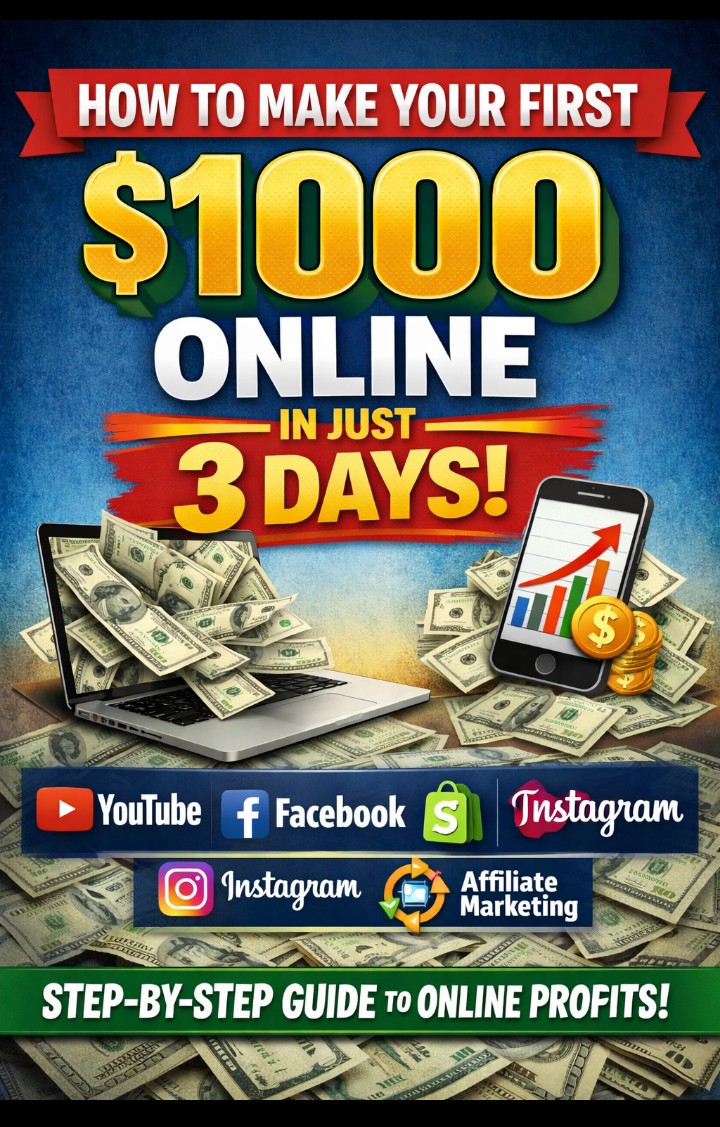 make first 1000$ online in just 3 days on YouTube facebook shopify instagram affiliate marketing