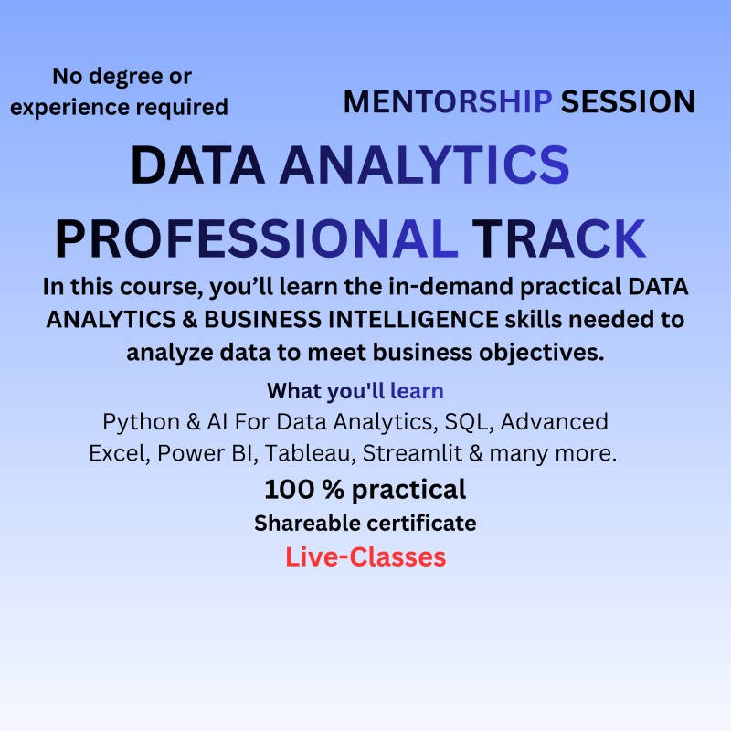 DATA ANALYTICS PROFESSIONAL TRACK (MENTORSHIP SESSION)