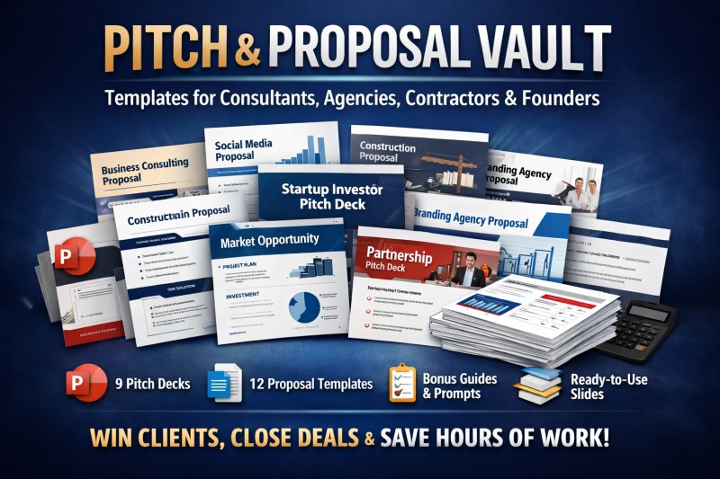 Pitch & Proposal Vault - Editable Proposal & Pitch Deck Templates for Consultants, Agencies, Contractors & Founders