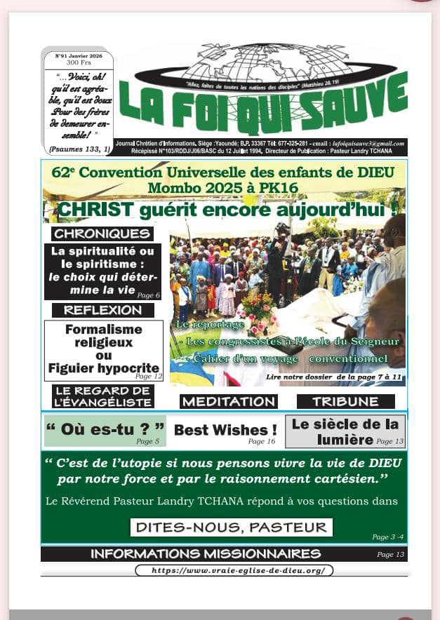 N ° 91 JOURNAL LA FOI QUI SAUVE EDITION DECEMBRE 2025