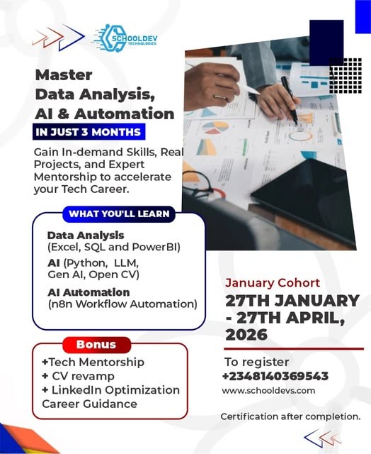 DATA ANALYSIS, AI AND AUTOMATION