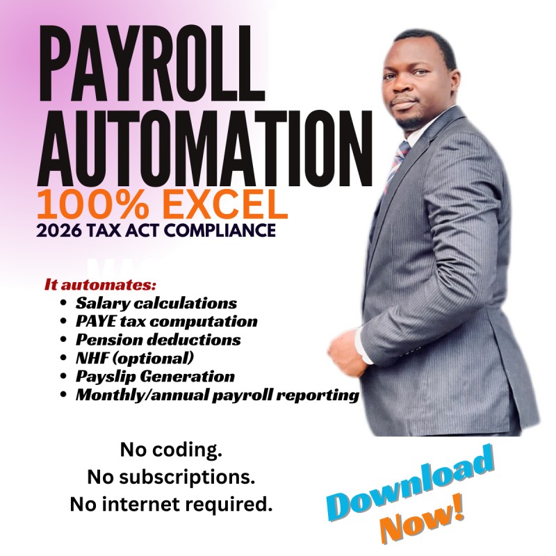 PAYROLL AUTOMATION (2026 TAX ACT COMPLIANT) 100% EXCEL WITH BUILT-IN FORMULARS