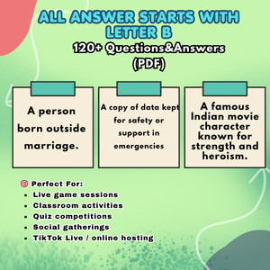 120+ LETTER B ALPHABET BLITZ QUESTIONS AND ANSWERS (PDF)